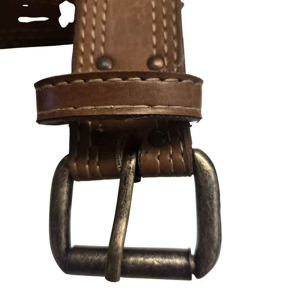 Womens Light Brown Leather Belt Size 33 W 1.25
